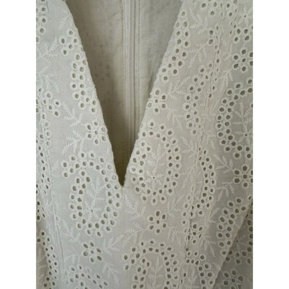 Boden white eyelet ruffle midi dress Size 6 R Spring Summer Dress - Picture 3 of 10